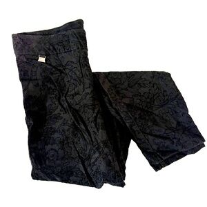 Joseph Ribkoff Black Floral Patterned Pants, pull on waist, size 8